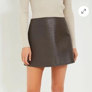 Tuckernuck Chocolate Brown Faux Leather Meg Mini Skirt